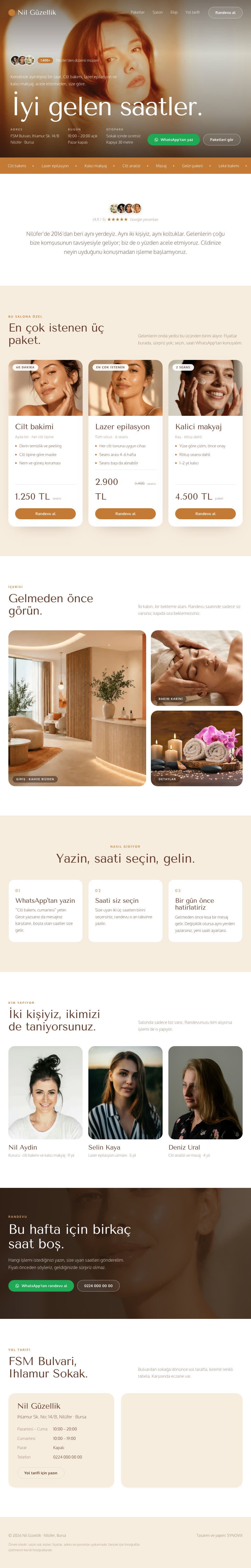 Örnek güzellik salonu sitesinin baştan sona görünümü